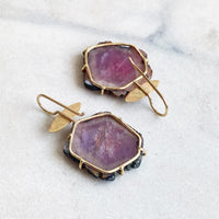 Pink Sapphire Slice Earrings
